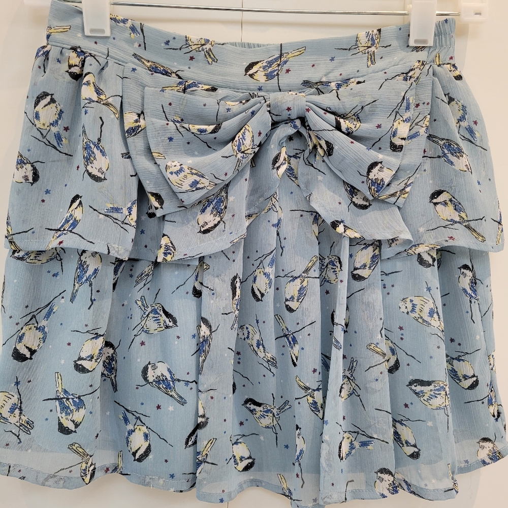 Steve Madden Blue Bird Print Skirt - Picture 5 of 10